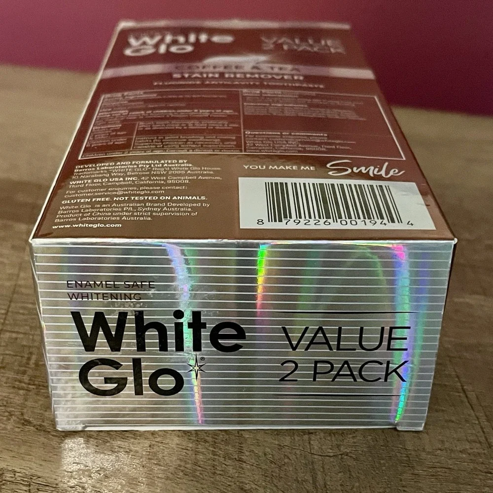 White Glo Coffee &‎ Tea Stain Removal Teeth Whitening Toothpaste Protection 2 Pk